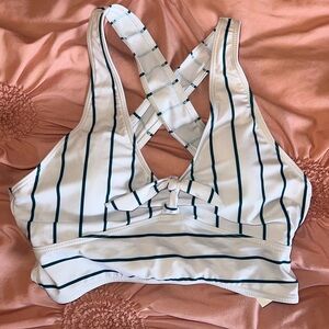 Striped Bikini Top - White and Blue
